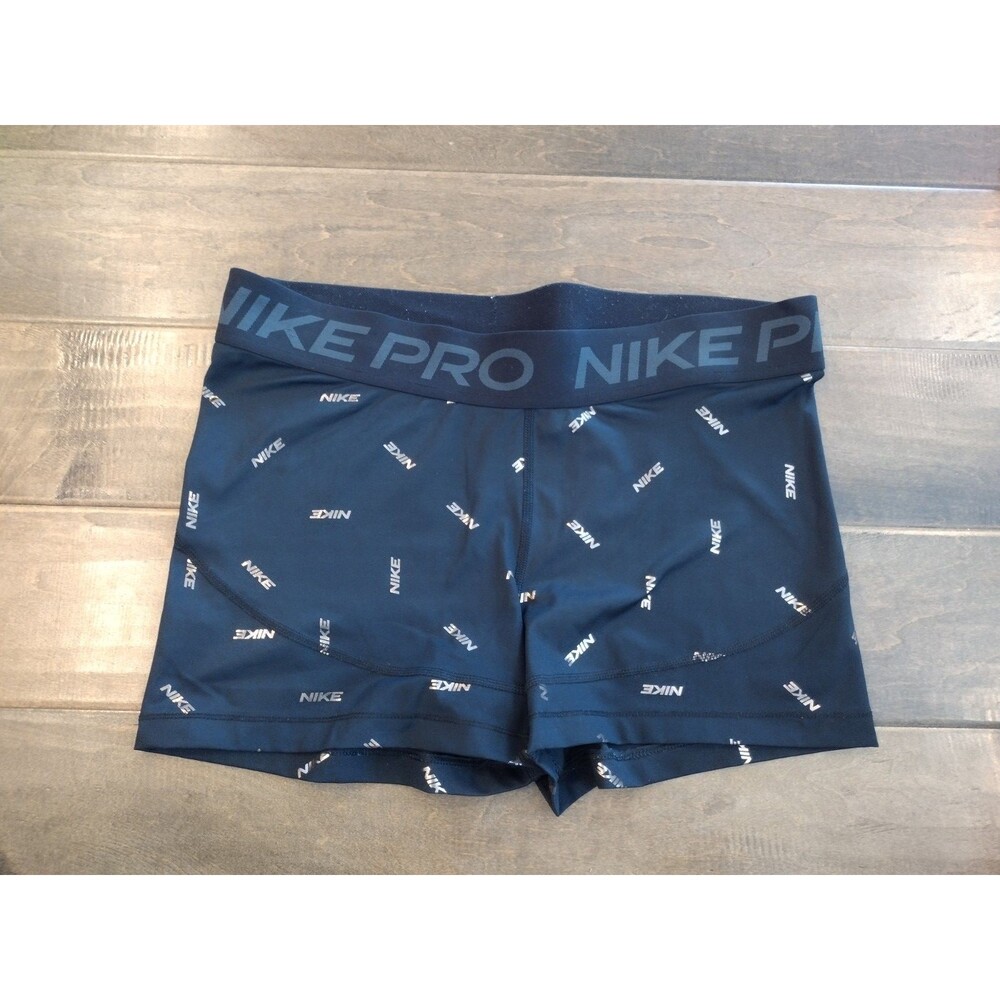 NIKE PRO Women's black gold Logo compression spandex shorts - size XL